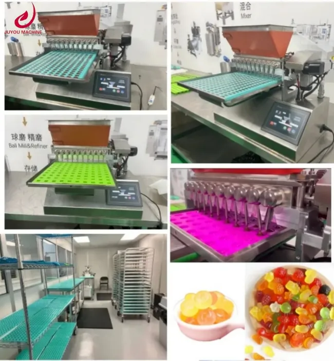 Automatic Gummy Filling Depositor Maker Ball Bear Soft Sugar Mint Jelly Lollipop Small Hard Gummy Bear Candy Making Machine