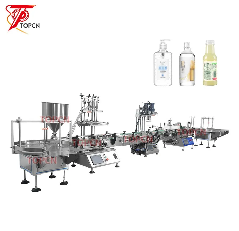 Automatic Jelly Body Butter Liquid Detergent Shampoo Lotion Tabletop Linear Filling Capping Label Machine with Bottle Sorting